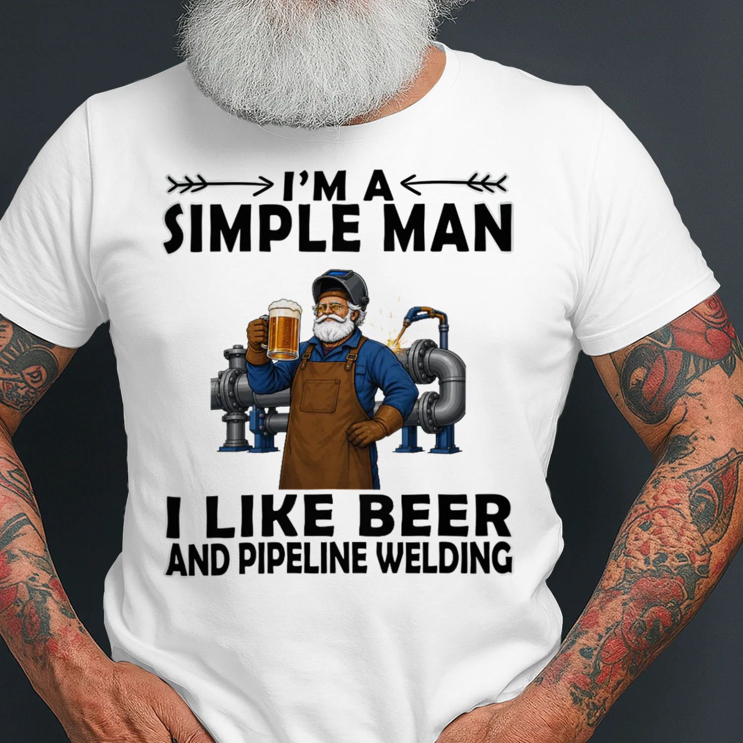 Simple Man I Like Beer And Pipeline Welding White V2 PIW0010