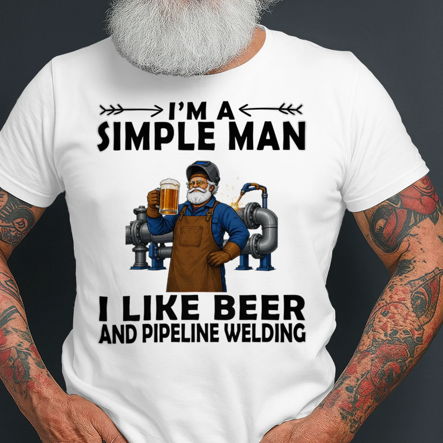 Simple Man I Like Beer And Pipeline Welding White PIW0011
