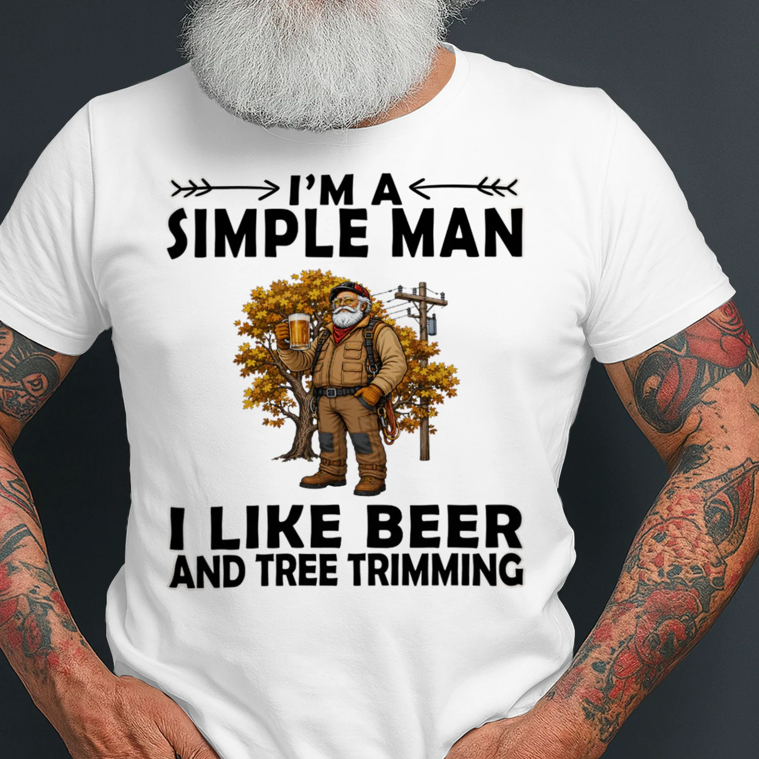 Simple Man I Like Beer And Tree Trimming White V2 TRE0010