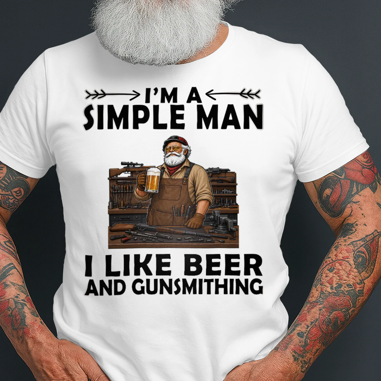 Simple Man I Like Beer And Gunsmithing White GUN0011