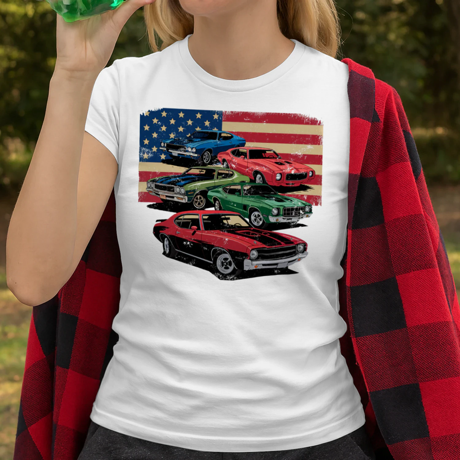 Vintage Classic Cars Muscle Car American Flag Patriotic Hot Rod T Shirt HRD0214