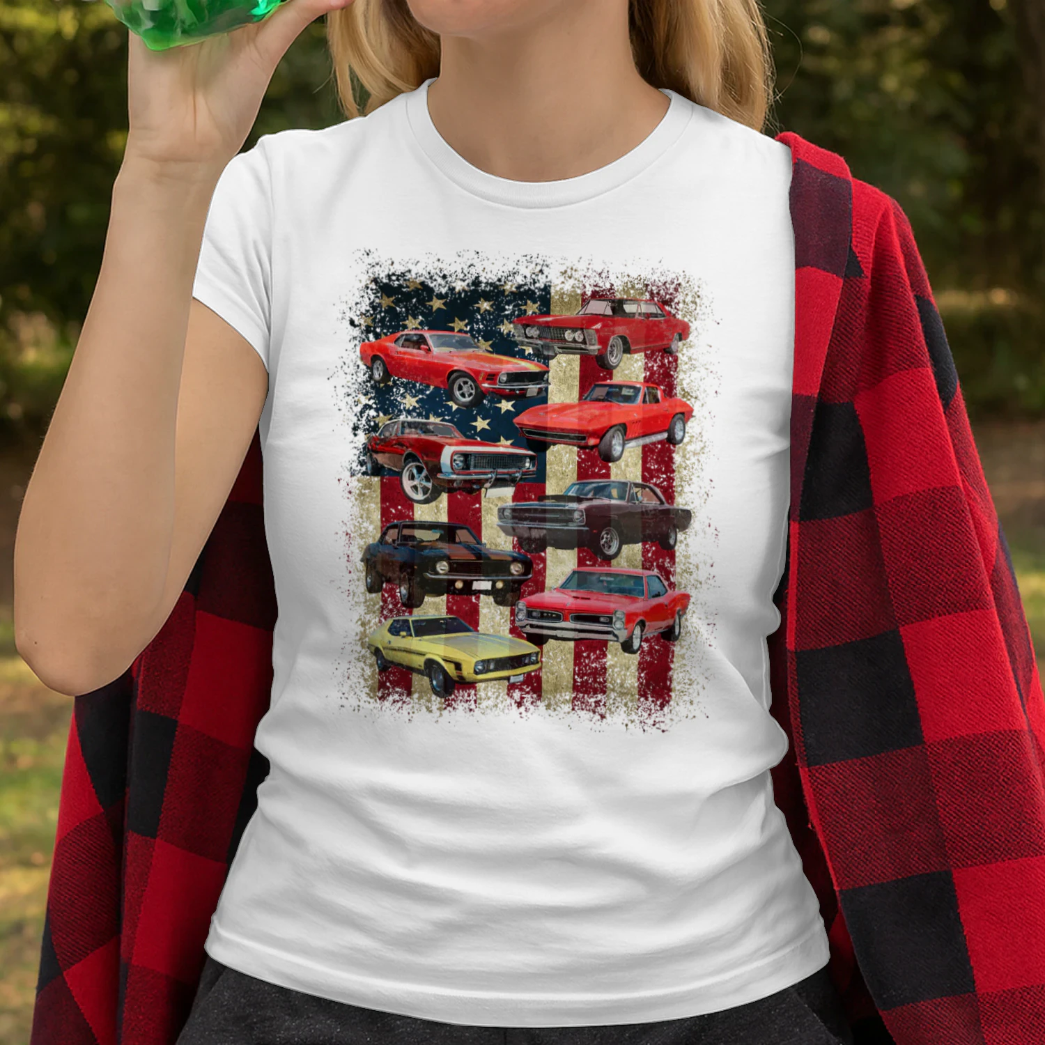 Vintage Classic Muscle Car Retro American Flag Patriotic Hot Rod T Shirt HRD0215
