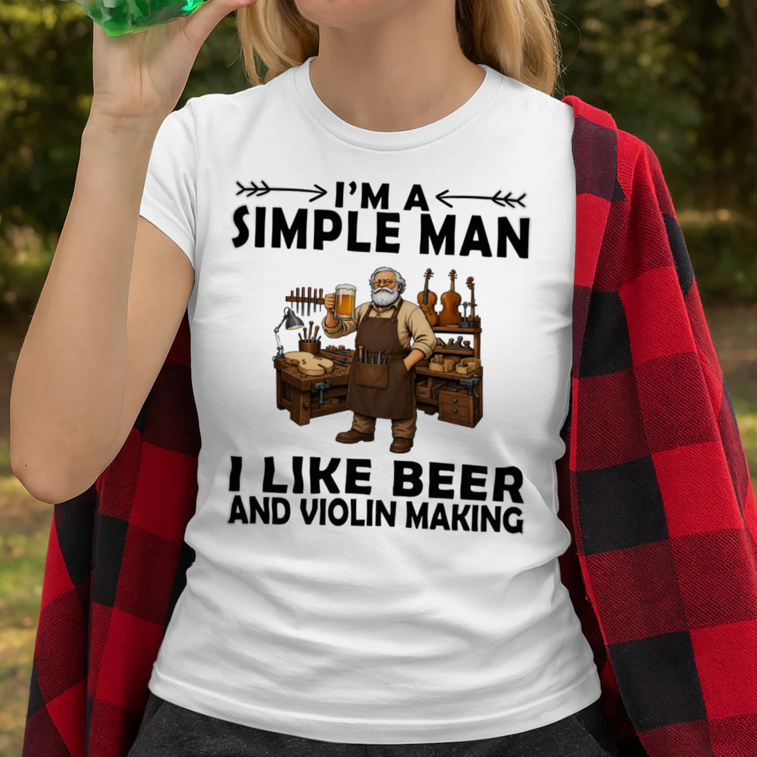 Simple Man I Like Beer And Violin Making White VIO0012