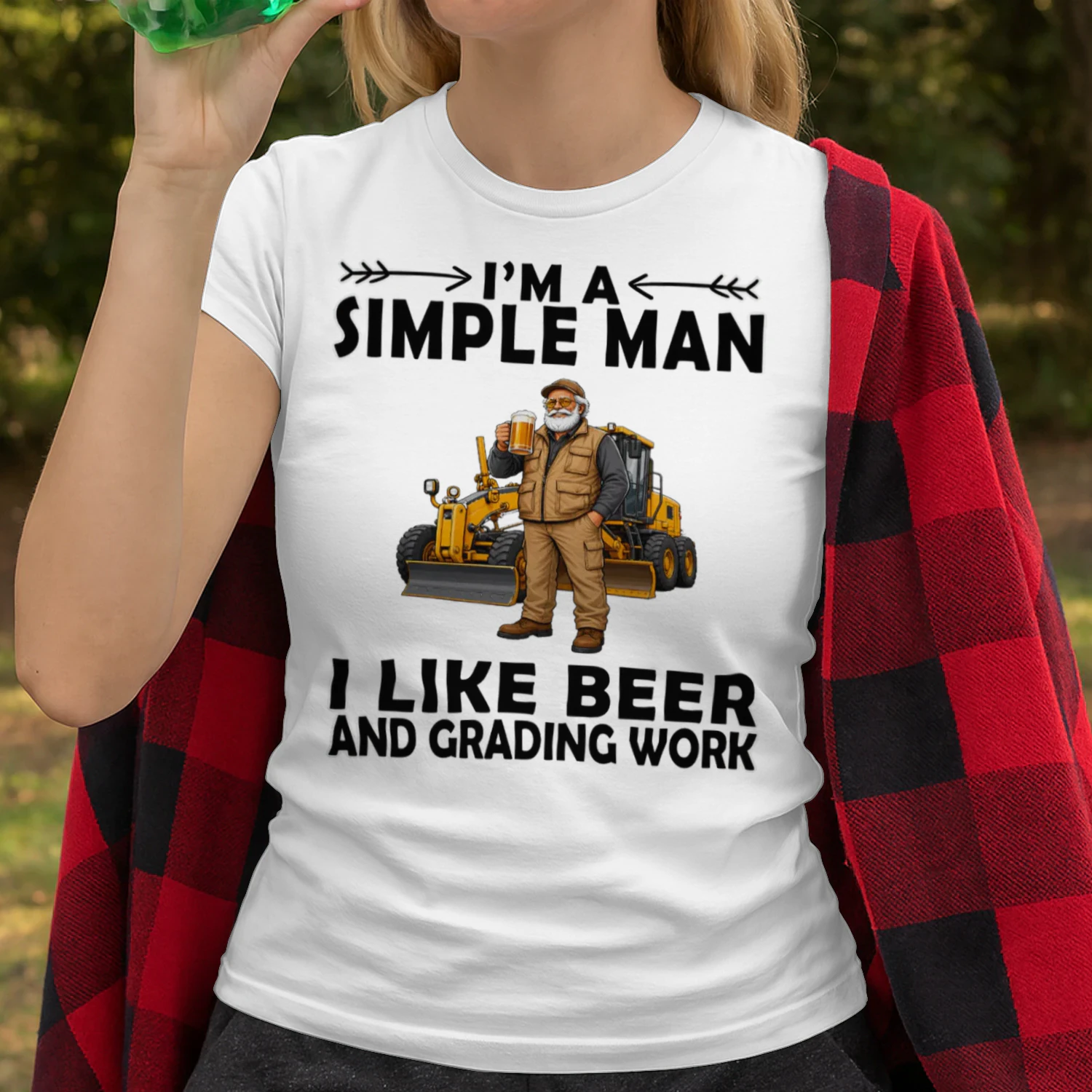 Simple Man I Like Beer And Grading Work White GRA0011