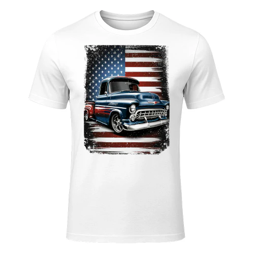 Classic Old Pickup Truck American Flag 4th Of July Patriotic Hot Rod T Shirt HRD0074