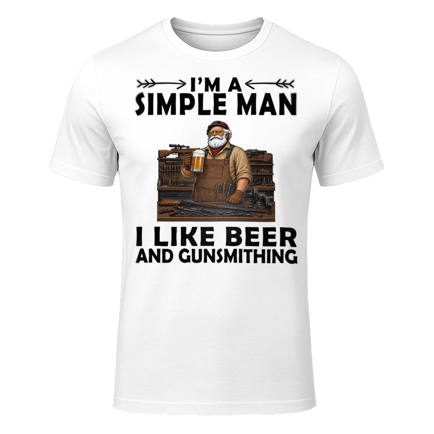 Simple Man I Like Beer And Gunsmithing White GUN0011