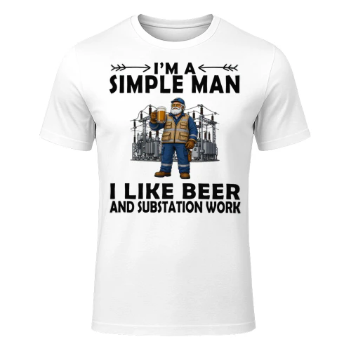 Simple Man I Like Beer And Substation Work White SUB0011