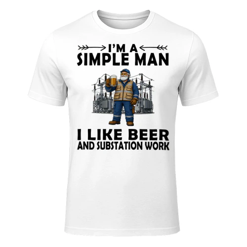 Simple Man I Like Beer And Substation Work White V2 SUB0010