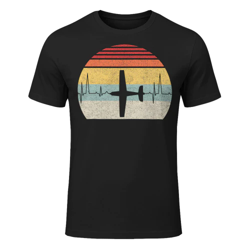 Vintage Retro Airplane Pilot Pilot Heartbeat Airplane T Shirt AIP0942