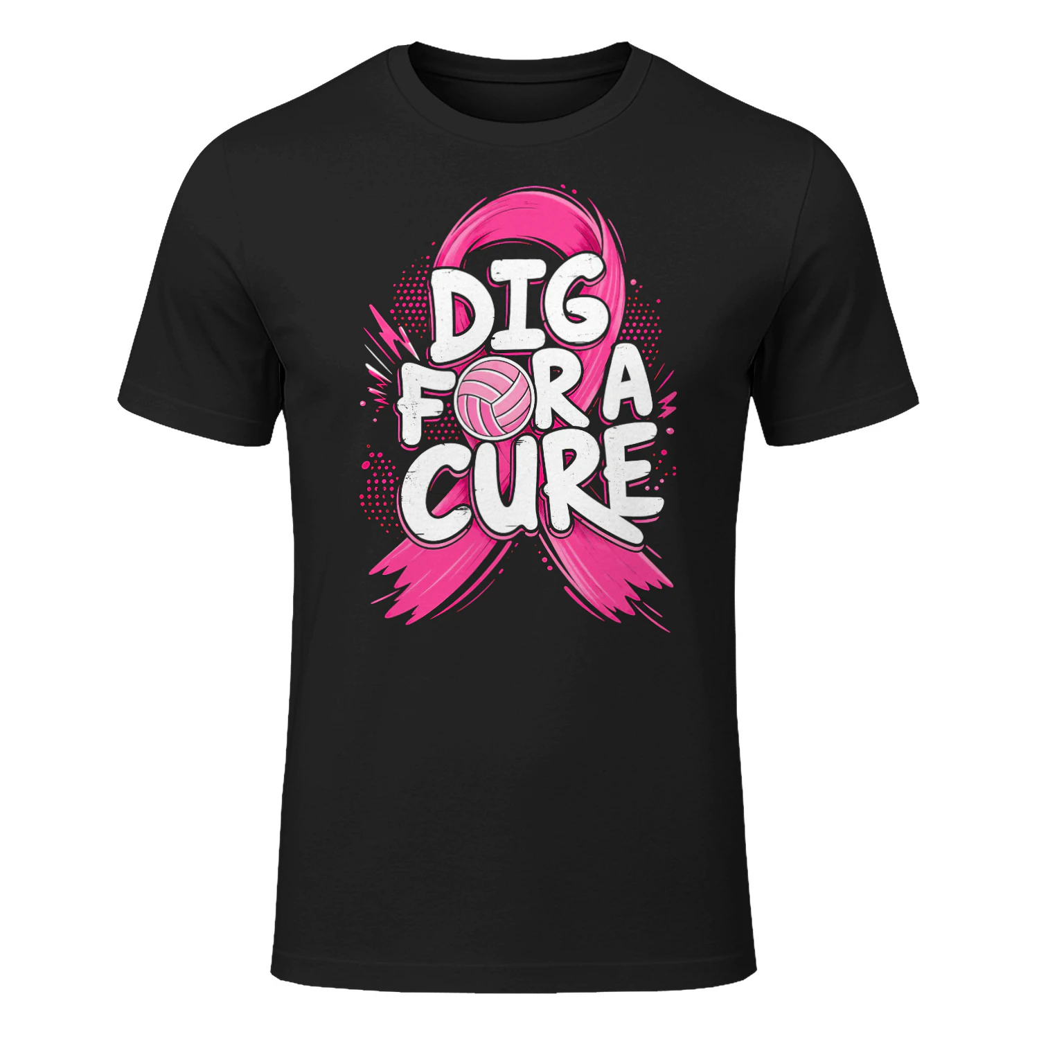 Dig For A Cure Pink Ribbon Volleyball T Shirt VOL0027