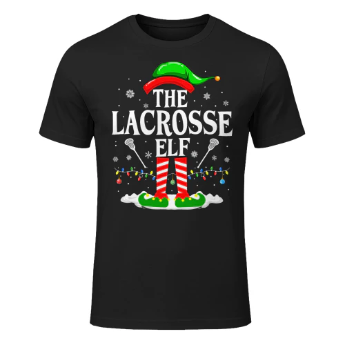 The Lacrosse Elf Funny Matching Xmas Lacrosse Christmas Lax Lacrosse T Shirt LAR0466