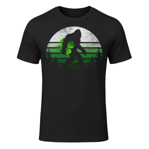 St Patricks Day Bigfoot Irish Shamrock Sasquatch Clover Leaf Bigfoot T Shirt STB0495