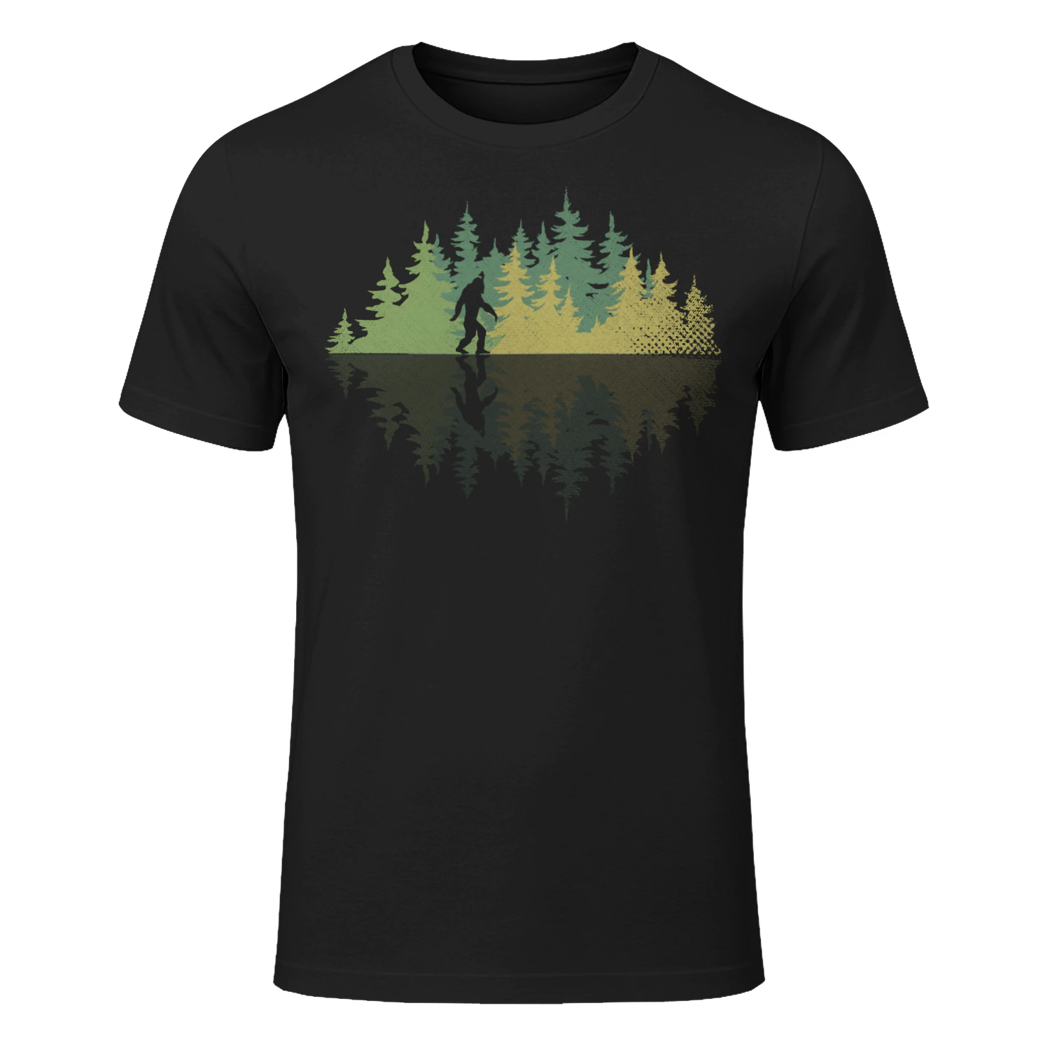 Sasquatch Yeti Reflection Forest Trees Conspiracy Bigfoot Bigfoot T Shirt STB0484