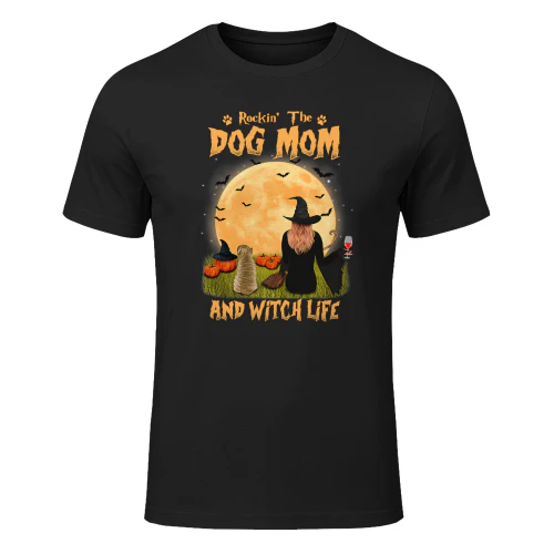 Rocking The Dog Mom And Witch Life Shar Pei Halloween Witch T Shirt WIT0246