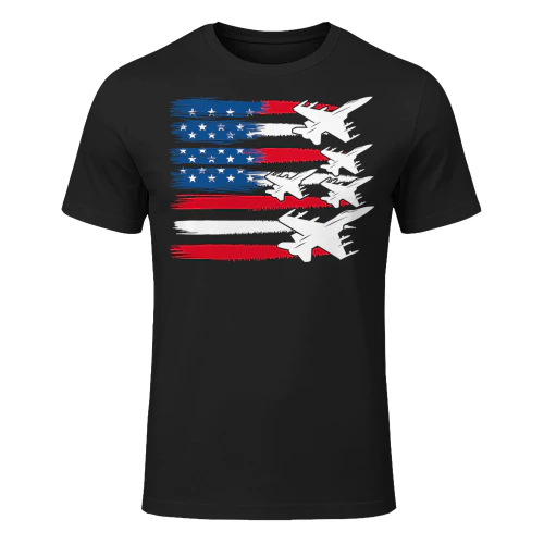 Patriotic Usa Flag Fighter Jets 4th Of July Airplane T Shirt AIP0535