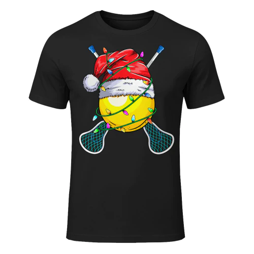 Santa Sports Design Christmas Lacrosse Player Lacrosse T Shirt LAR0446