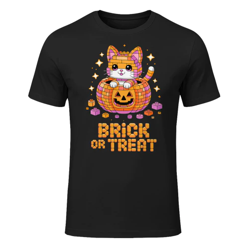 Master Builder Halloween Cat Lover Building Bricks Blocks T Shirt CAT1166