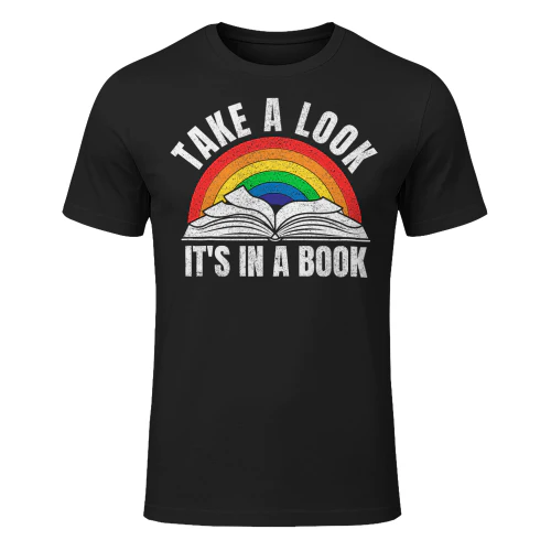 Vintage Retro Rainbow Take A Look Its In A Book Reading Art Small Read Books T Shirt REB0910