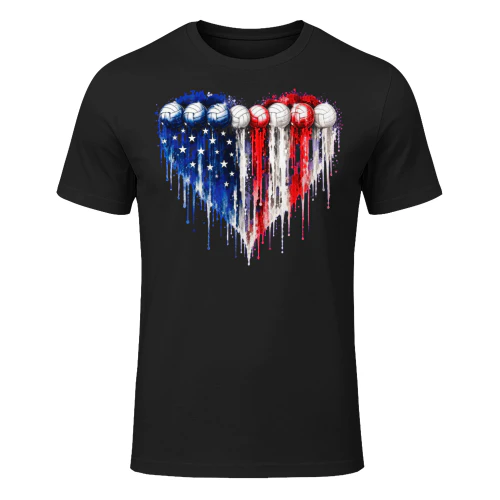 Volleyballs Heart American Flag For Sport Lover Volleyball T Shirt VOL0025