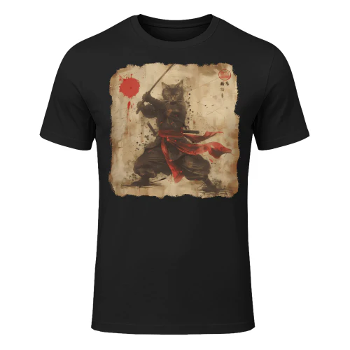 Vintage Samurai Cat Cat T Shirt CLR0681