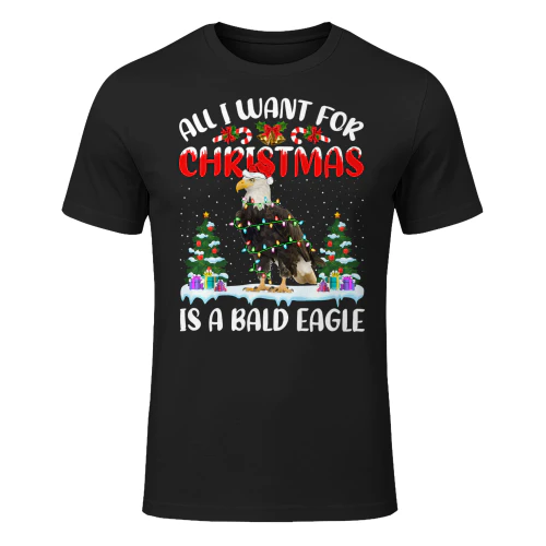 Funny Santa Hat All I Want For Christmas Is A Bald Eagle Premium Eagle T Shirt EAG0075