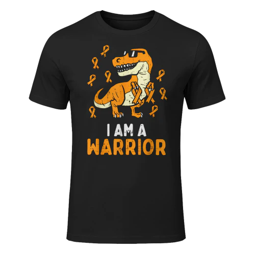 Trex Orange Ribbon Im A Warrior Leukemia Awareness Boys Kids T Shirt LEW0343