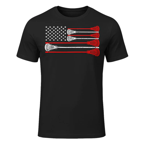 Vintage Usa American Flag Lacrosse Player Lover Patriotic Lacrosse T Shirt LAR0487