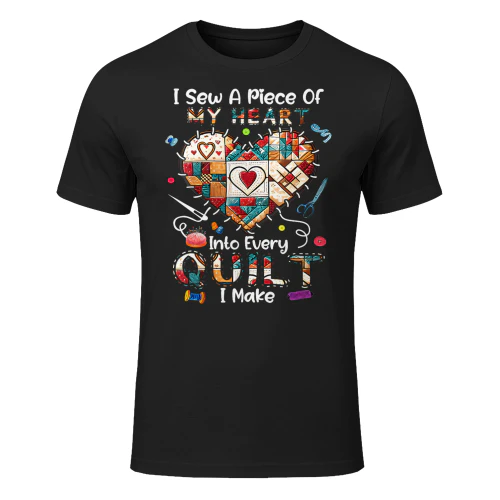 Womens I Sew A Piece Of My Heart Into Every Quilt I Make Quilting V Neck T Shirt SEQ0866