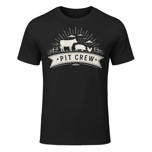 Vintage Pit Crew Cow Pig Chicken Meat Smoking Grill Master BBQ T Shirt BBQ0030