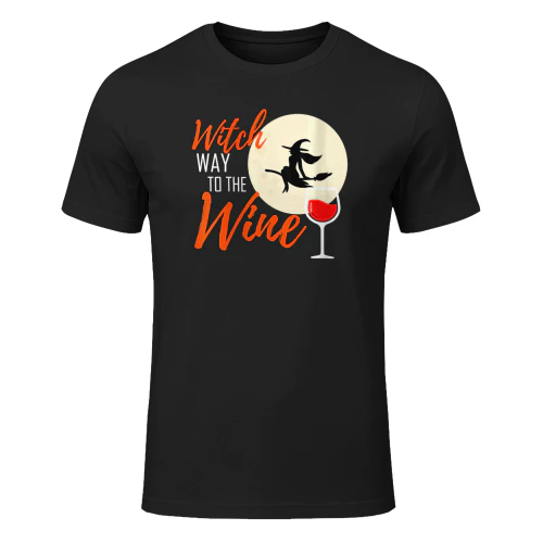Womens Witch Way To Wine Halloween Witch Wine Witch T Shirt WIT0343