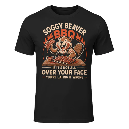 Soggy Beaver BBQ Funny Beaver Eating Ribs Barbecue Grill BBQ T Shirt BBQ0023