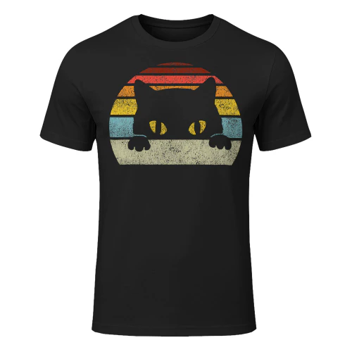 Cat Retro Style Black Kitty Cats Lover Gift Cat T Shirt CLR0143