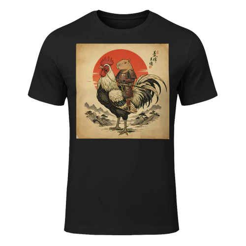 Vintage Japanese Samurai Capybara Rooster Chicken Anime Kids T Shirt CAB0777