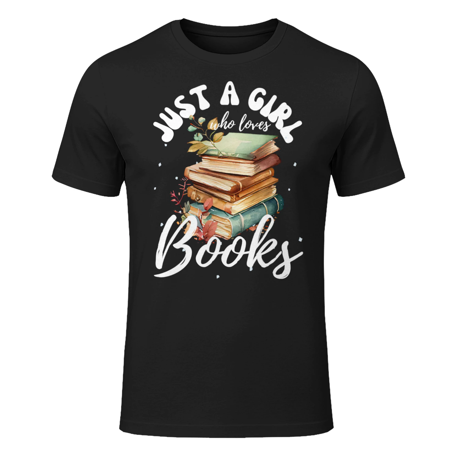 Cute Just A Girl Who Loves Books Watercolor Reading Women Read Books T Shirt REB0168