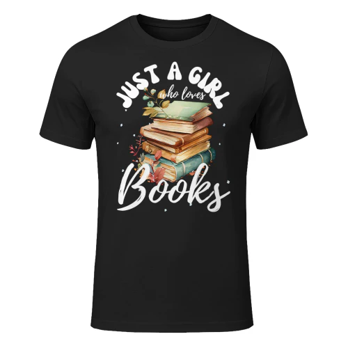 Cute Just A Girl Who Loves Books Watercolor Reading Women Read Books T Shirt REB0168