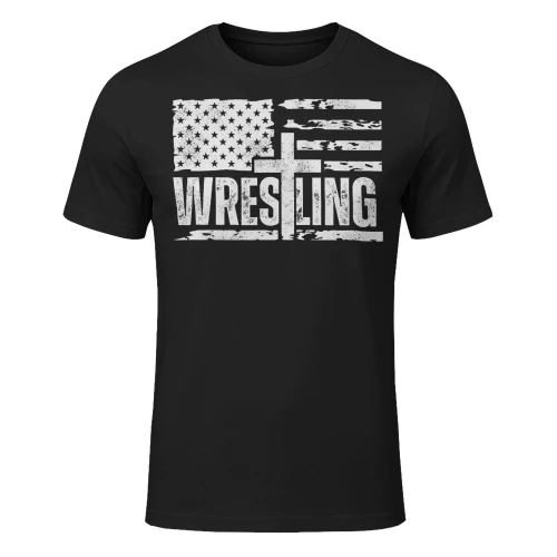 Wrestling Patriotic American Flag Christian And Jesus Lover Wrestling T Shirt WRT0552