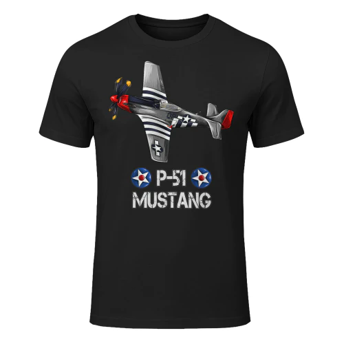 World War Ii American P 51 Mustang Fighter Plane Airplane T Shirt AIP0121