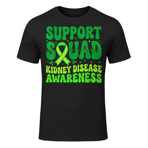 Support Squad Green Ribbon Kidney Disease Awareness CKD Hope T Shirt KIW0332