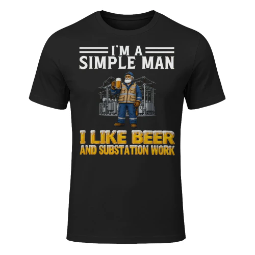 Simple Man I Like Beer And Substation Work Black SUB0006
