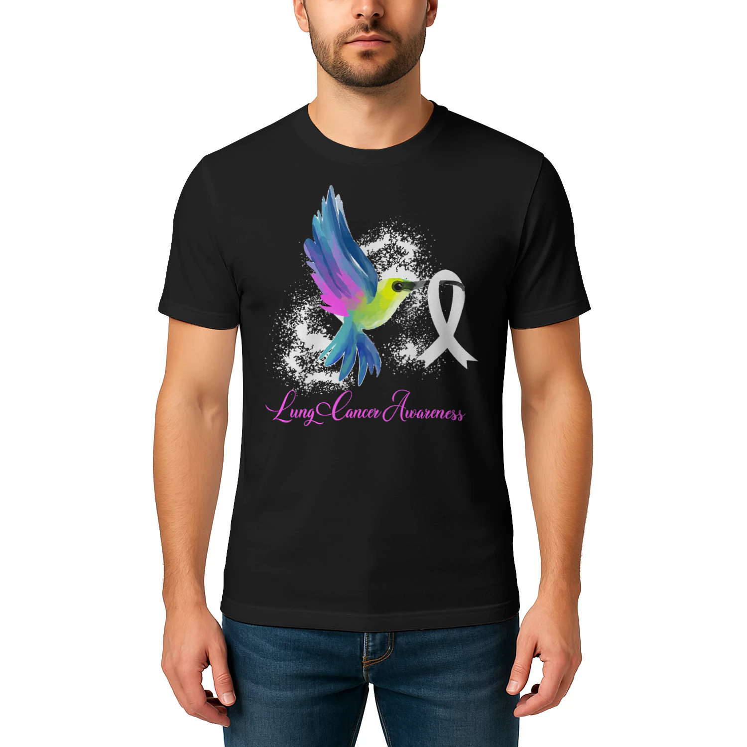 White Ribbon Lung Cancer Survivor Gift Lung Cancer Awareness Lung Cancer T Shirt LUC0151