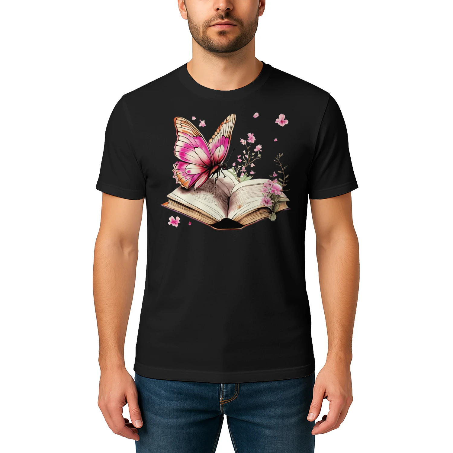 Vibrant Butterfly Book Print Read Books Shirt REB0897