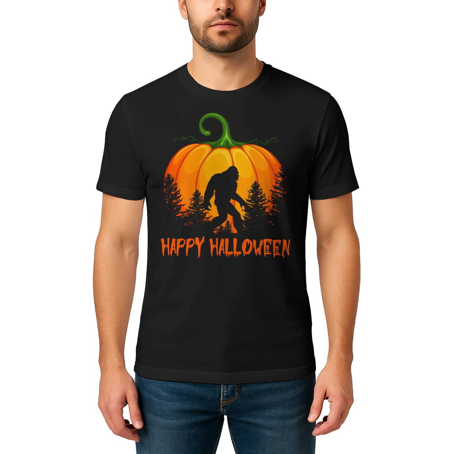 Vintage Bigfoot Pumpkin Halloween Bigfoot T Shirt STB0511