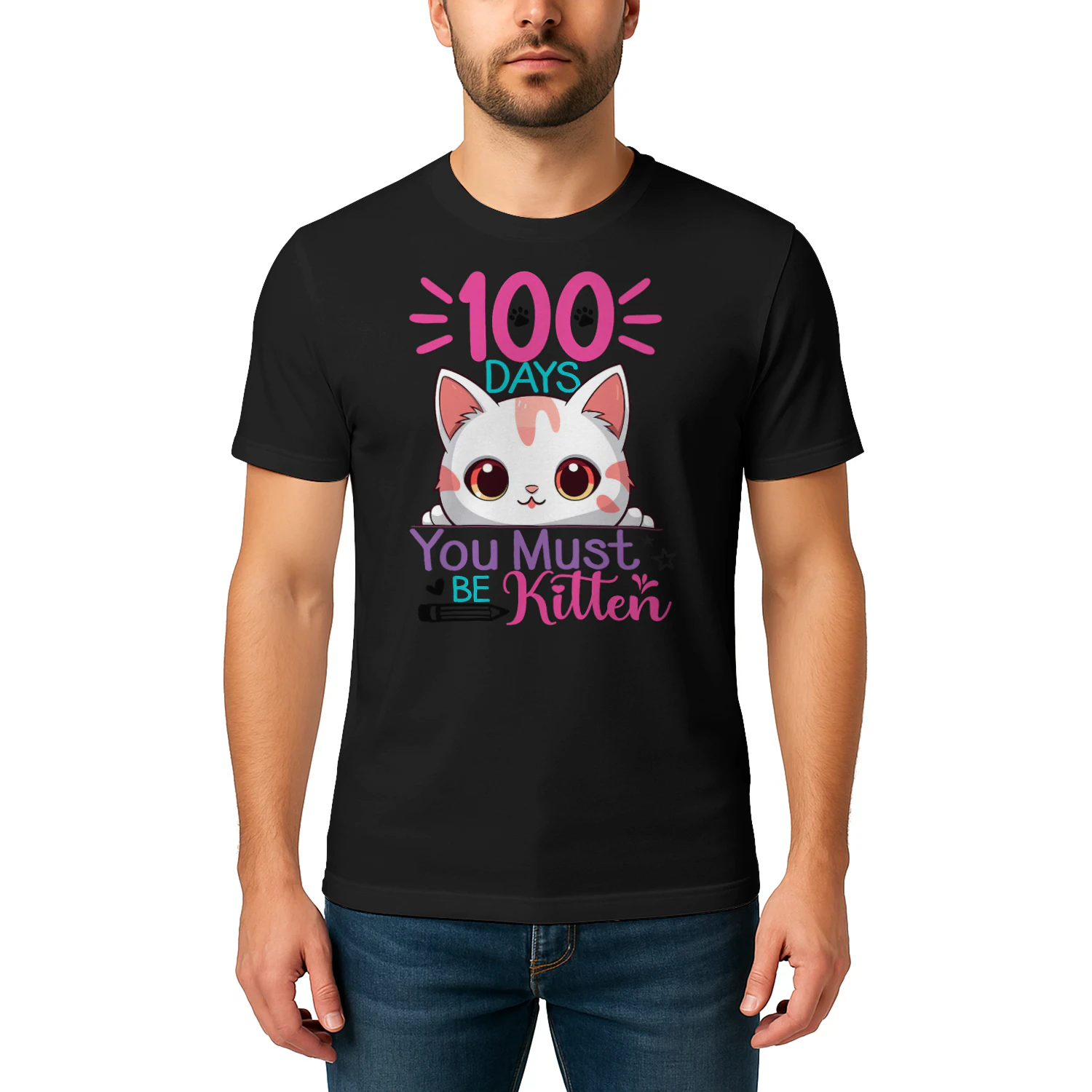 100 Days Of School You Must Be Kitten Cat T Shirt CLR0001