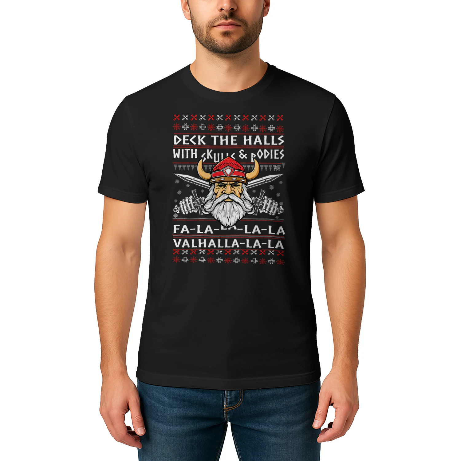 Deck The Halls With Skulls And Bodies Funny Viking Christmas Viking T Shirt VIK0104