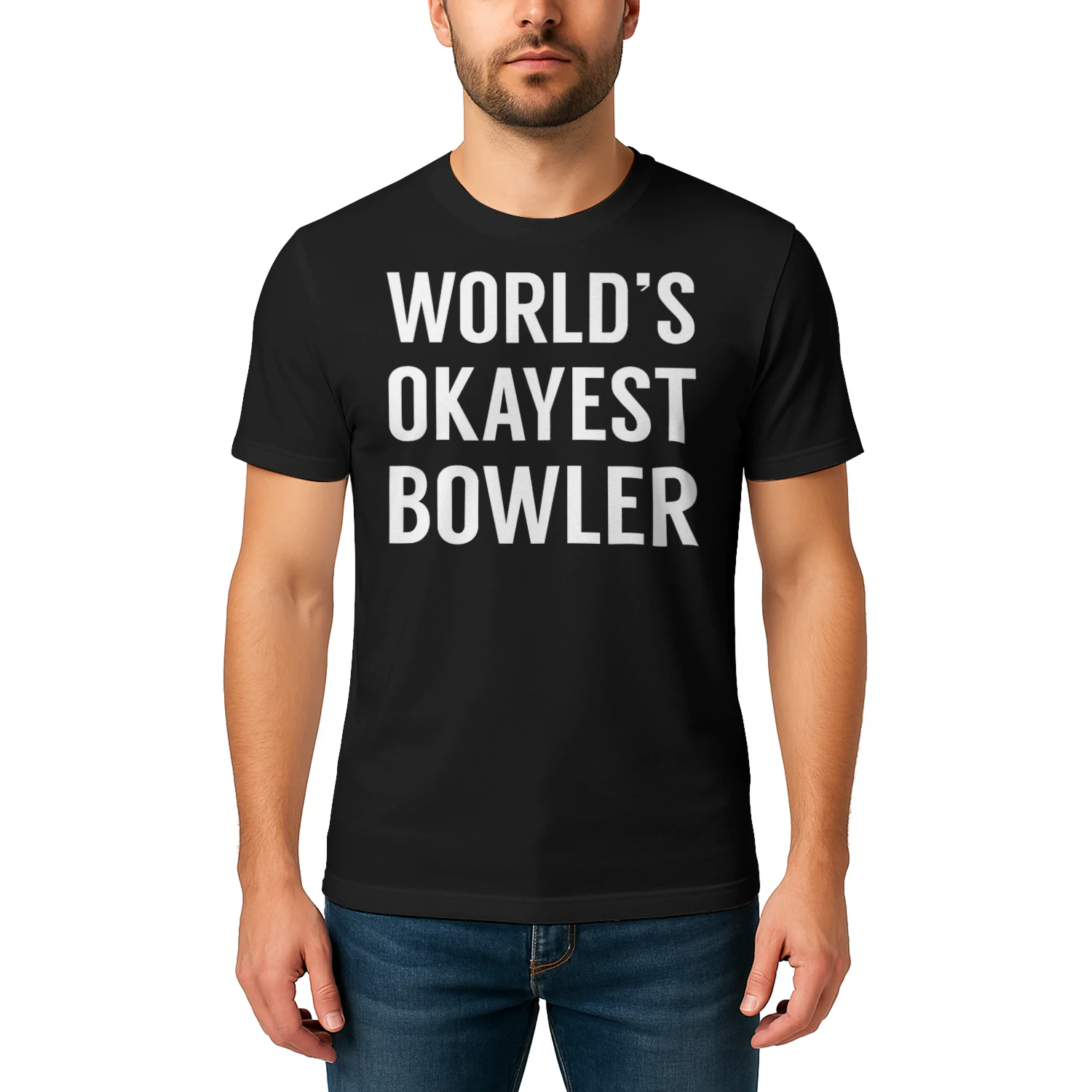 World's Okayest Bowler Funny Bowling T Shirt BOL1530