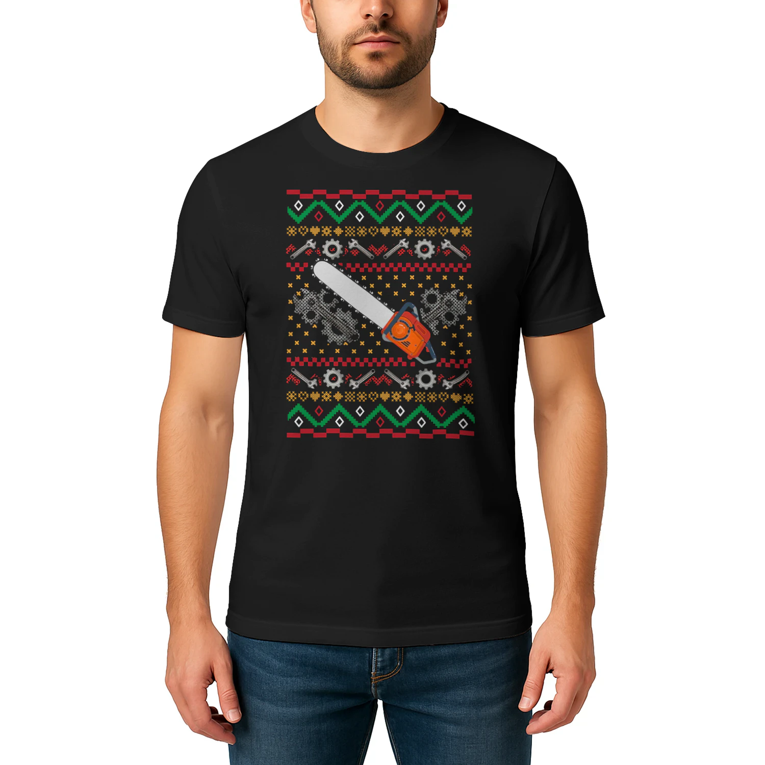 Lumberjack Ugly Christmas Sweatshirt Chainsaw Tree Service LUB0235