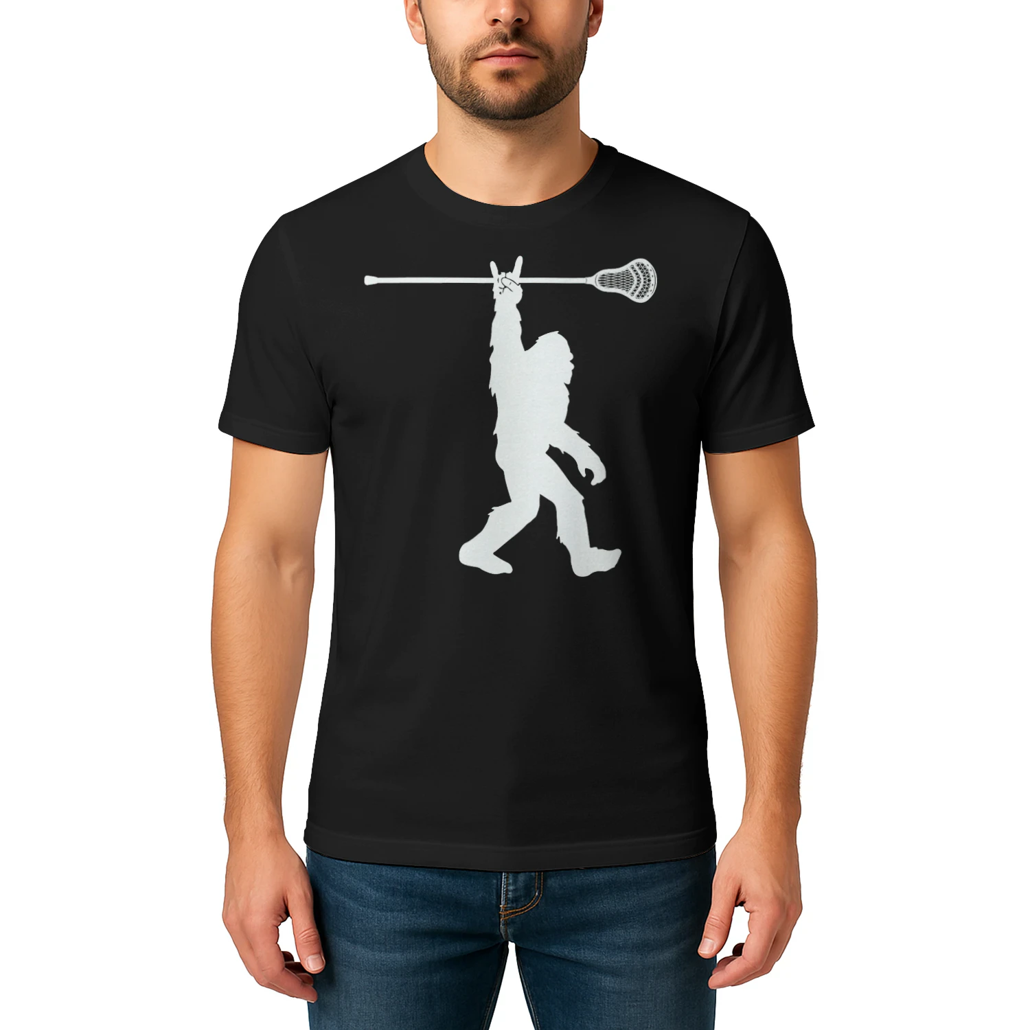 Lacrosseshirt Vintage Lax Bigfoot Sasquatch Men Boys Bigfoot T Shirt STB0393