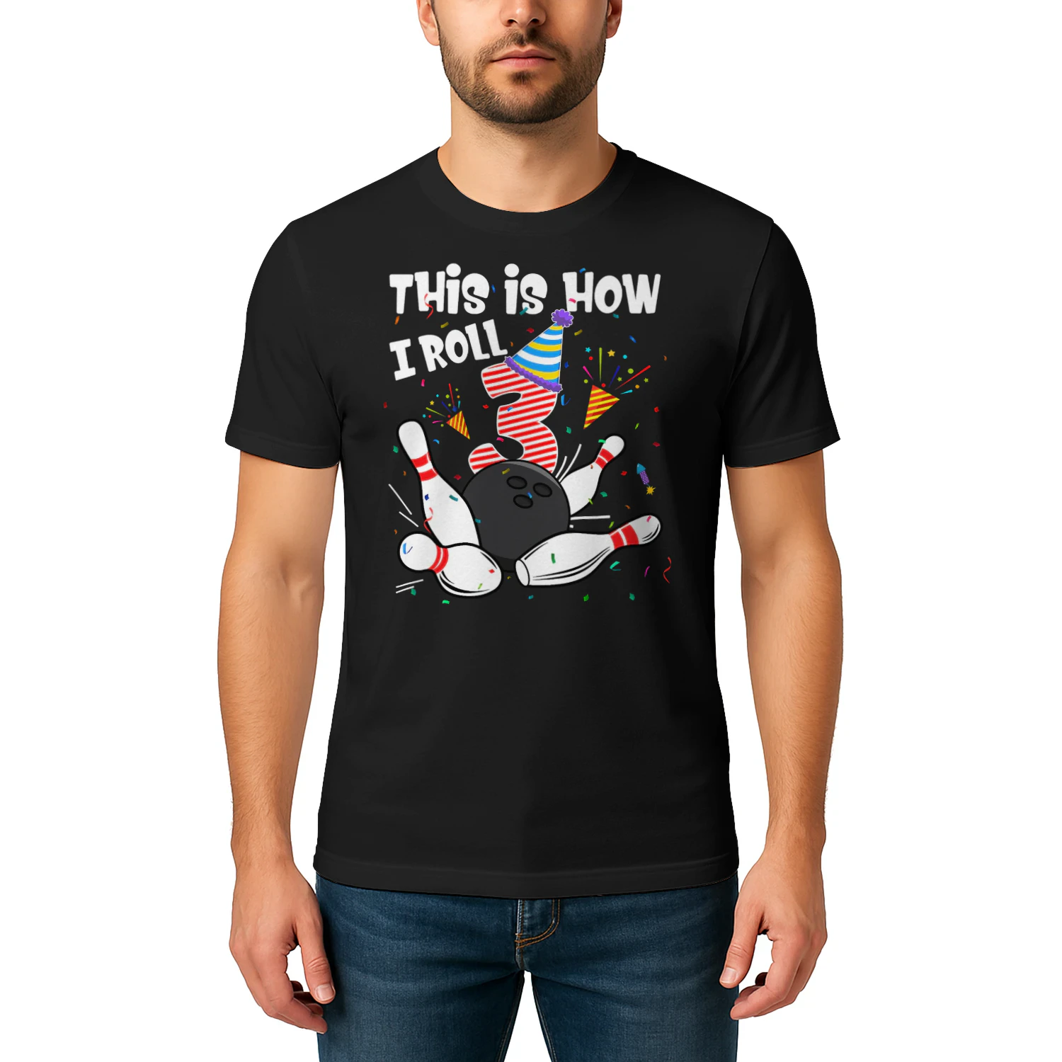 This Is How I Roll 3rd Birthday Bowler 3 Year Old Bowling T Shirt BOL1478