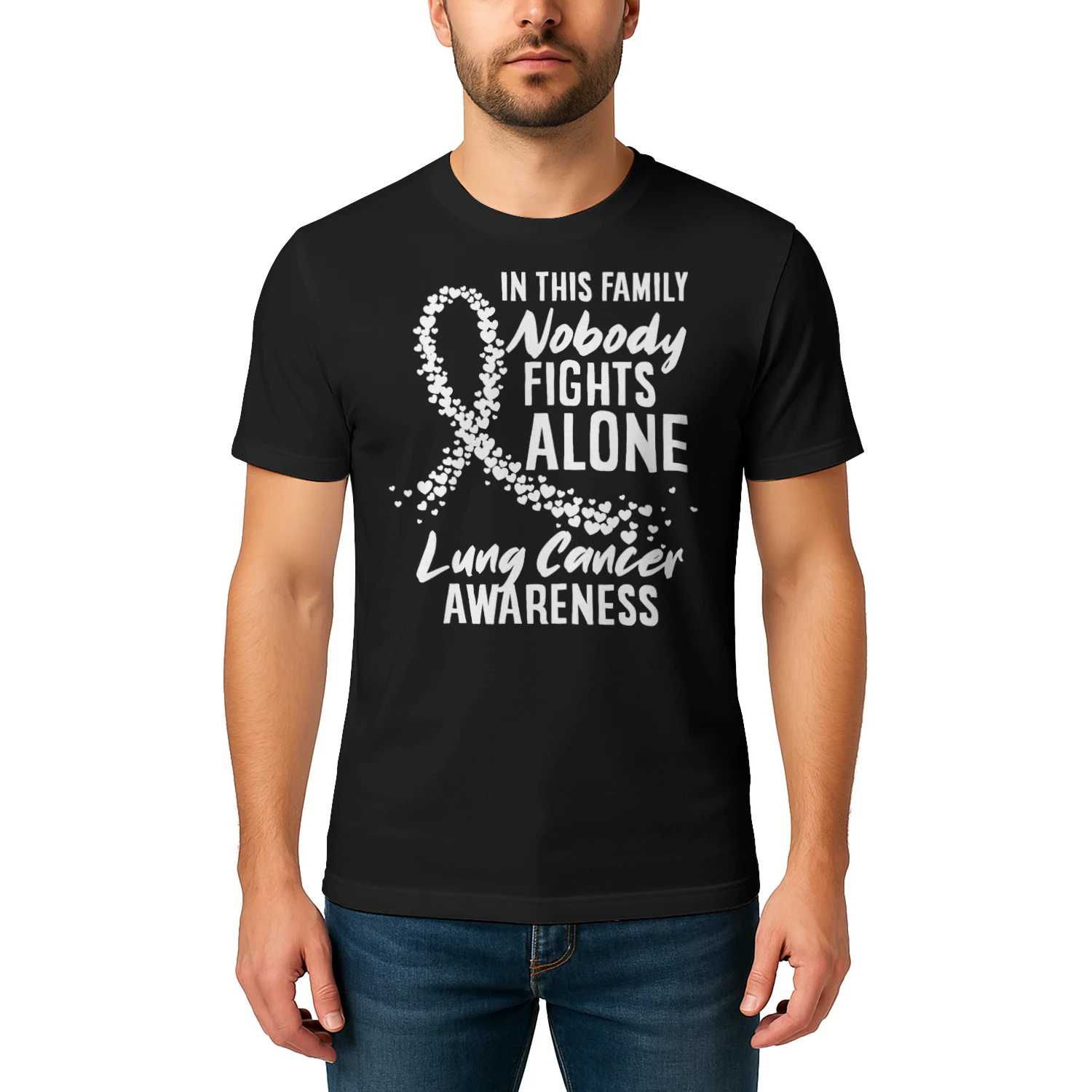 In This Family Nobody Fights Alone Lung Cancer Awareness Lung Cancer T Shirt LUC0081