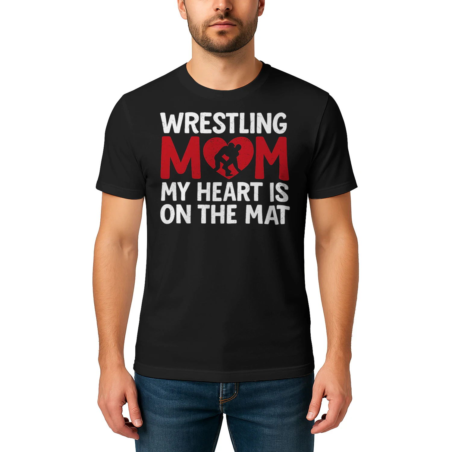Wrestling Mom My Heart Is On That Mat Wrestler Support Wrestling T Shirt WRT0539